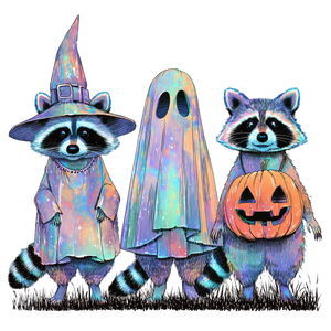 Costumed Cartoon Raccoons Vinyl Car Decal Sticker – Waterproof & UV-Resistant 3.4133333333333336"