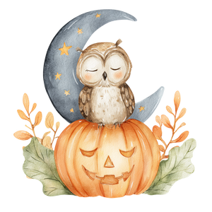 Whimsical Owl Pumpkin Vinyl Car Decal Sticker – Waterproof & UV-Resistant 6.826666666666667"