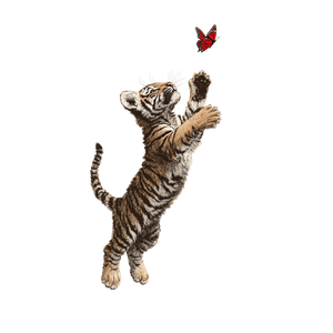 Tiger Cub Jumping Vinyl Car Decal Sticker – Waterproof & UV-Resistant 3.4133333333333336"