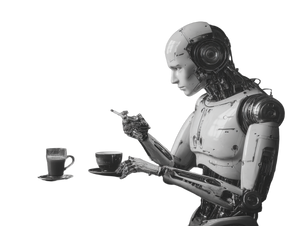 Human Robot Cafe Vinyl Car Decal Sticker – Waterproof & UV-Resistant 6.1866666666666665"
