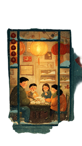 Festive Family Dinner Vinyl Car Decal Sticker – Waterproof & UV-Resistant 9.706666666666667"