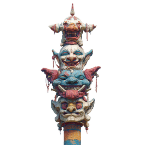 Four-Headed Totem Vinyl Car Decal Sticker – Waterproof & UV-Resistant 3.4133333333333336"