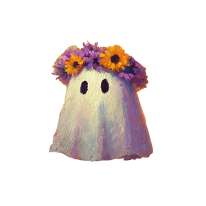 Kawaii Ghost With Daisy V2 Vinyl Car Decal Sticker – Waterproof & UV-Resistant 6.826666666666667"