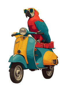 Parrot On Vespa Vinyl Car Decal Sticker – Waterproof & UV-Resistant 4.373333333333333"