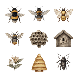 Bee Study Icons Vinyl Car Decal Sticker – Waterproof & UV-Resistant 3.4133333333333336"