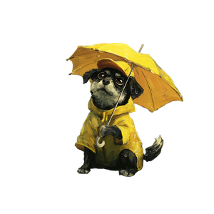 Baby Dog In Raincoat Vinyl Car Decal Sticker – Waterproof & UV-Resistant 3.4133333333333336"