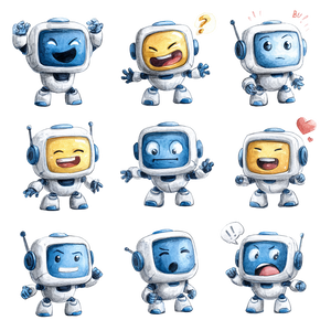 Cute Emoji Robot Vinyl Car Decal Sticker – Waterproof & UV-Resistant 3.4133333333333336"