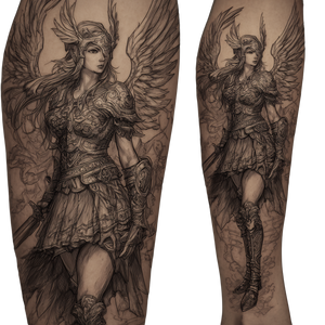 Winged Valkyrie Tattoo Vinyl Car Decal Sticker – Waterproof & UV-Resistant 3.4133333333333336"