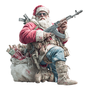 Santa With Ak-47 Vinyl Car Decal Sticker – Waterproof & UV-Resistant 3.4133333333333336"