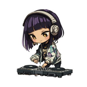 Chibi Dj Girl Vinyl Car Decal Sticker – Waterproof & UV-Resistant 3.4133333333333336"