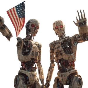 Patriotic Ai Robots Vinyl Car Decal Sticker – Waterproof & UV-Resistant 6.826666666666667"