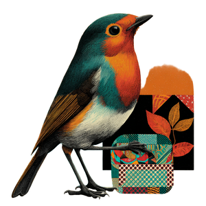 Robin With Potholder Vinyl Car Decal Sticker – Waterproof & UV-Resistant 3.4133333333333336"