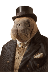 Victorian Walrus Portrait Vinyl Car Decal Sticker – Waterproof & UV-Resistant 8.96"