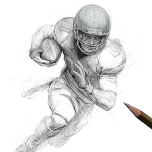 Football Player Sketch V5 Vinyl Car Decal Sticker – Waterproof & UV-Resistant 3.4133333333333336"