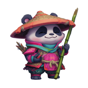 Chibi Panda Samurai Vinyl Car Decal Sticker – Waterproof & UV-Resistant 3.4133333333333336"