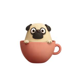 Kawaii Pug Teacup Vinyl Car Decal Sticker – Waterproof & UV-Resistant 6.826666666666667"