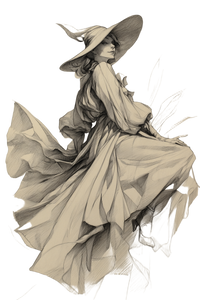 Elegant Witch Illustration Vinyl Car Decal Sticker – Waterproof & UV-Resistant 4.4