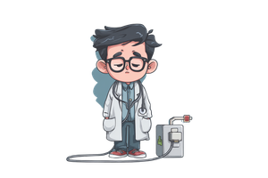Fatigue Doctor Cartoon Vinyl Car Decal Sticker – Waterproof & UV-Resistant 5.97333333333333