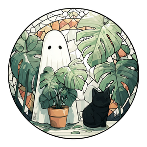Ghost With Monstera Vinyl Car Decal Sticker – Waterproof & UV-Resistant 3.4133333333333336"