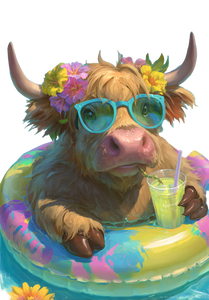 Highland Cow Summer Vinyl Car Decal Sticker – Waterproof & UV-Resistant 4.373333333333333" Highland Cow Summer Vinyl Car Decal Sticker – Waterproof & UV-Resistant 4.373333333333333"