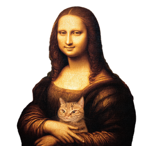 Mona Lisa With Cat V6 Vinyl Car Decal Sticker – Waterproof & UV-Resistant 3.4133333333333336"