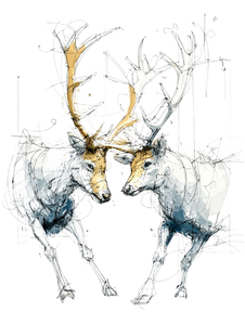 Deer Fighting Vinyl Car Decal Sticker – Waterproof & UV-Resistant 8.213333333333333"