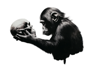 Chimpanzee With Skull V2 Vinyl Car Decal Sticker – Waterproof & UV-Resistant 3.3066666666666666"