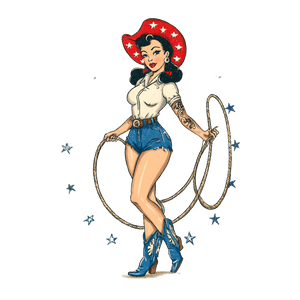 Vintage Cowgirl Tattoo V3 Vinyl Car Decal Sticker – Waterproof & UV-Resistant 6.826666666666667" Vintage Cowgirl Tattoo V3 Vinyl Car Decal Sticker – Waterproof & UV-Resistant 6.826666666666667"