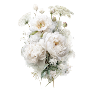 White Peonies Bouquet V5 Vinyl Car Decal Sticker – Waterproof & UV-Resistant 6.826666666666667"