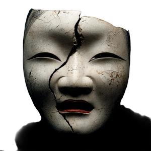 Broken Noh Mask Vinyl Car Decal Sticker – Waterproof & UV-Resistant 3.4133333333333336"