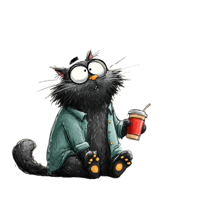 Cartoon Cat Coffee V2 Vinyl Car Decal Sticker – Waterproof & UV-Resistant 3.4133333333333336"