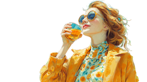 Woman Drinking Tea V4 Vinyl Car Decal Sticker – Waterproof & UV-Resistant 5.4