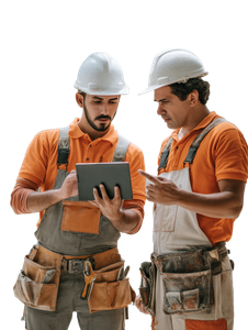 Construction Workers Debating Vinyl Car Decal Sticker – Waterproof & UV-Resistant 8.213333333333333"