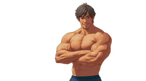 Muscular Man Smiling V2 Vinyl Car Decal Sticker – Waterproof & UV-Resistant 2.72"