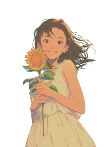 Sunflower Girl V4 Vinyl Car Decal Sticker – Waterproof & UV-Resistant 8.213333333333333"