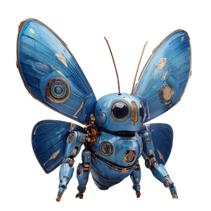 Blue Butterfly Robot Vinyl Car Decal Sticker – Waterproof & UV-Resistant 3.4133333333333336"