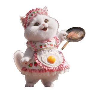 Kawaii Cooking Cat Vinyl Car Decal Sticker – Waterproof & UV-Resistant 6.826666666666667"