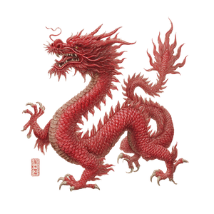 Red Chinese Loong Vinyl Car Decal Sticker – Waterproof & UV-Resistant 3.4133333333333336"