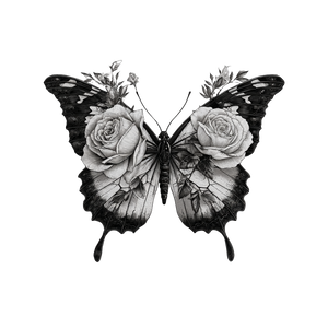 Butterfly Rose Tattoo Vinyl Car Decal Sticker – Waterproof & UV-Resistant 6.826666666666667"