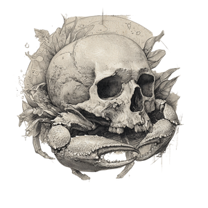 Crab Skull Drawing Vinyl Car Decal Sticker – Waterproof & UV-Resistant 6.826666666666667"