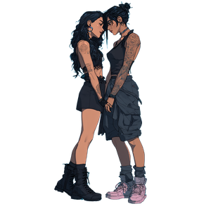 Lesbian Couple Portrait V3 Vinyl Car Decal Sticker – Waterproof & UV-Resistant 6.826666666666667"