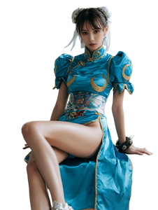Blue Qipao Fighter Vinyl Car Decal Sticker – Waterproof & UV-Resistant 4.1066666666666665"