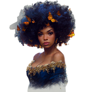 Regal Butterfly Afro Vinyl Car Decal Sticker – Waterproof & UV-Resistant 3.4133333333333336"