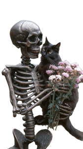 Skeleton With Cat Vinyl Car Decal Sticker – Waterproof & UV-Resistant 4.8533333333333335"