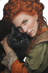 Medieval Woman With Cat Vinyl Car Decal Sticker – Waterproof & UV-Resistant 4.4