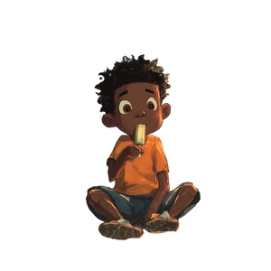 Boy Eating Popsicle Vinyl Car Decal Sticker – Waterproof & UV-Resistant 3.4133333333333336"