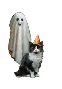 Wizard Cat & Ghost Vinyl Car Decal Sticker – Waterproof & UV-Resistant 4.32"