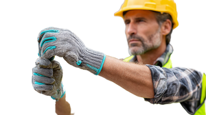 Construction Worker Securing Fence Vinyl Car Decal Sticker – Waterproof & UV-Resistant 2.72"
