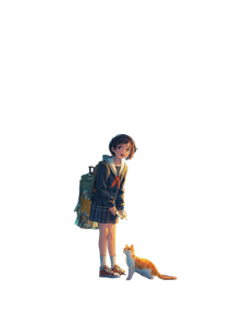 Anime Girl Feeds Cat Vinyl Car Decal Sticker – Waterproof & UV-Resistant 4.1066666666666665"