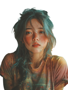 Blue-Haired Asian Girl V2 Vinyl Car Decal Sticker – Waterproof & UV-Resistant 8.213333333333333"